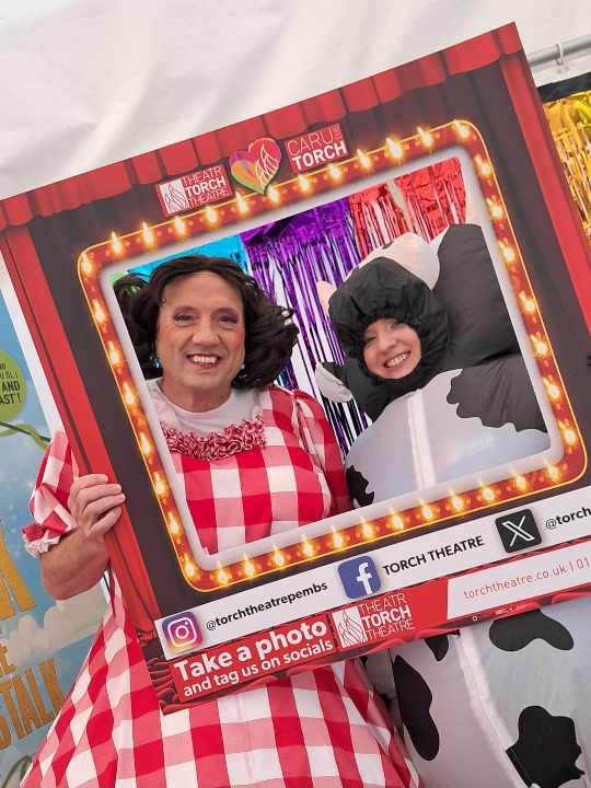 Image showing Dame Coleen and Daisy the Cow from the torch theatre at the pembrokeshire county show